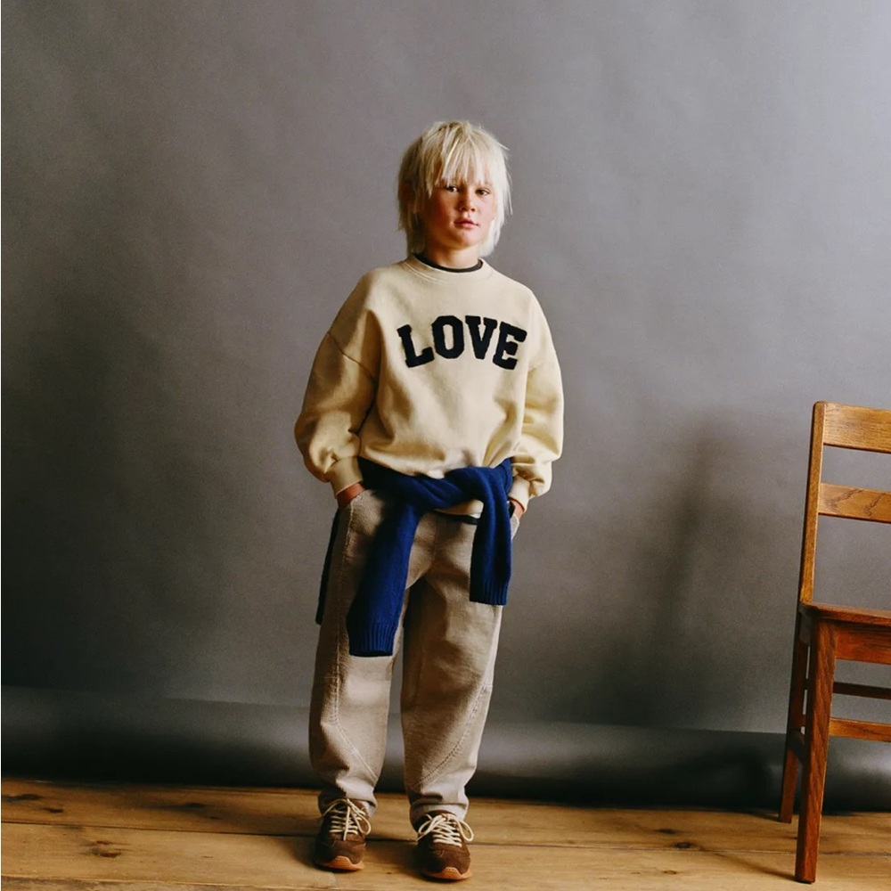 Zara pastel yellow ‘LOVE' Sweatshirt